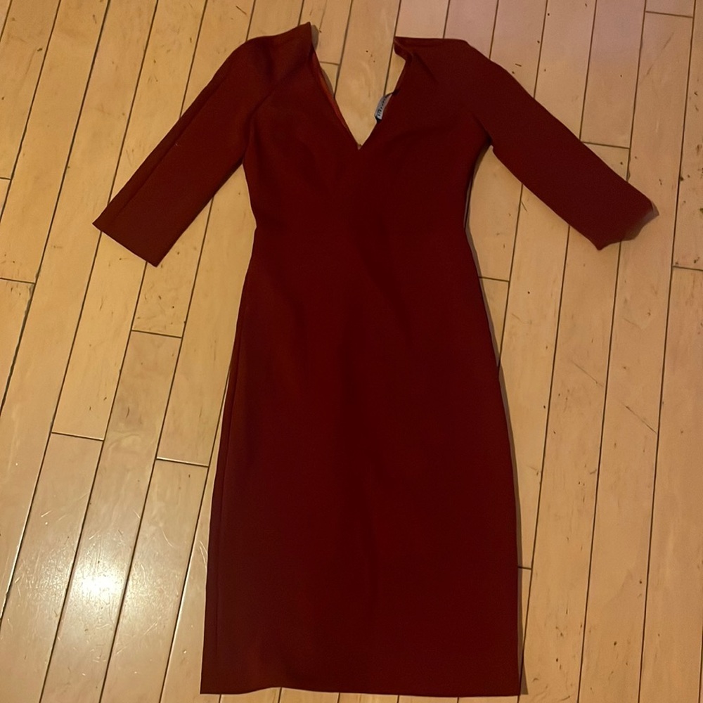 Zara maroon 3/4 sleeve midi dress in size x small